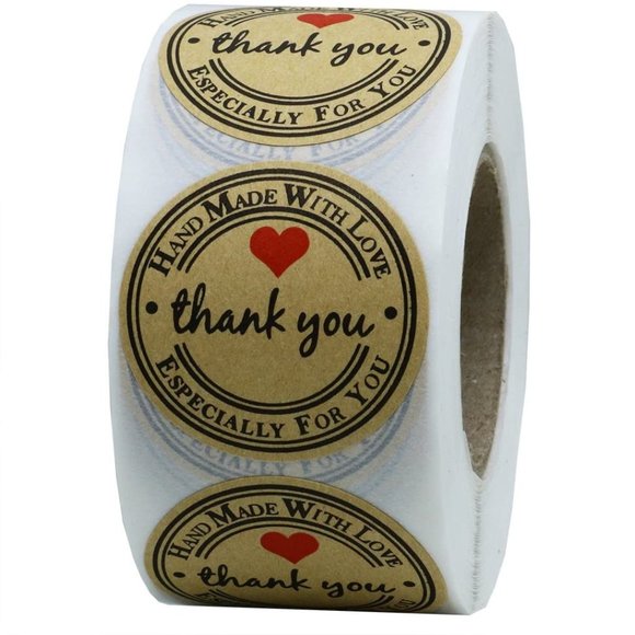 Hand Crafted Other - STICKERS - 100 Labels Handmade with Love Especially For You Thank You Shipping